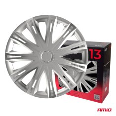 AMIO Komplet 4-delnih pokrovov za avto, srebrni, 13" palcev, COLOR BOX