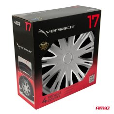 AMIO Komplet 4-delnih pokrovov za avto, srebrni, 17" palcev, COLOR BOX