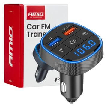AMIO Avtomobilski FM oddajnik 2×USB-A 12V 24V -04648