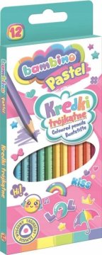 BAMBINO trikotne barvice, 12 barv PASTEL