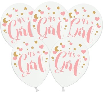 Baloni za otroško zabavo "It's a Girl" 30 cm 5 kosov.