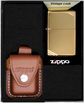 Vžigalniki ZIPPO VINTAGE BRASS VISOKO POLIRANI darilni komplet št. 4