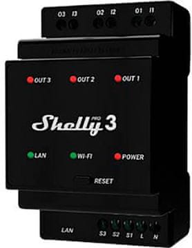 Shelly "Pro 3" pametno stikalo WLAN in LAN stikalni pogon 3 x 16 A (3800235268094)