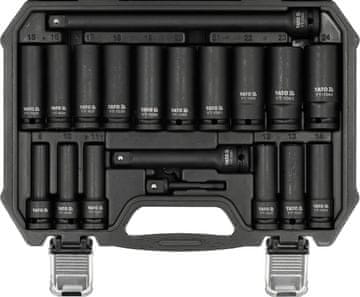 YATO komplet dolgih udarnih nastavkov 1/2" 19-delni (YT-10556)