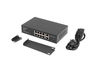Lanberg Neupravljano stikalo 8x 100Mb PoE+/2x 1Gb Rack 10"/19" Gigabit Ethernet 120W