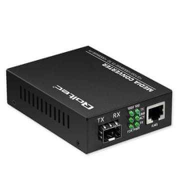 Qoltec Neupravljano stikalo Dvosmerni medijski pretvornik 1x RJ45 1x SFP | 1000 Mb/s | 5 V
