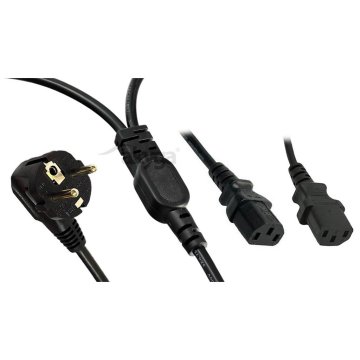 Akyga AK-PC-04A CEE 7/7 napajalni kabel 2xC13 250V/50Hz 1,8 m črne barve