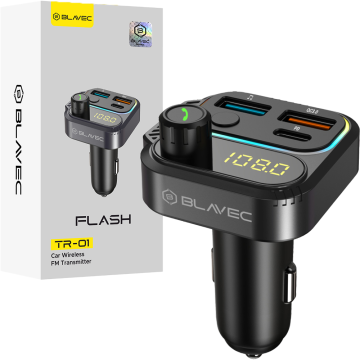 BLAVEC FM oddajnik Flash TR-01 MP3 Bluetooth 2xUSB tip C PD 36W QC3.0 18W TFMFTR01-B črne barve