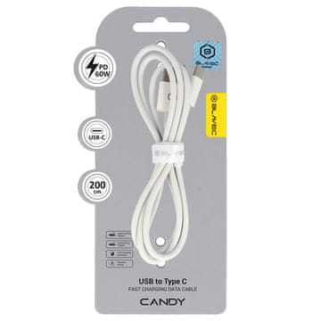 BLAVEC Candy pleten kabel USB na tip C PD 60W 3A 2 metra Apple CarPlay/Android Auto CCA-UC3W20 bel