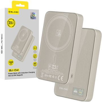 BLAVEC Powerbank BJ-04 Slim 10000 mAh 13,5 mm USB-C 22,5 W magnetno-induktivna MagSafe 3v1 PBBJ04-MC10GD zlato steklo