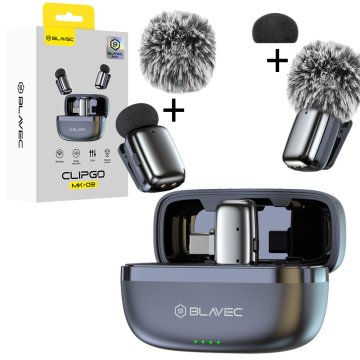 BLAVEC MK-03 ClipGo Type C (LMMK03-S) brezžični lavalier mikrofon srebrne barve 2 kosa.