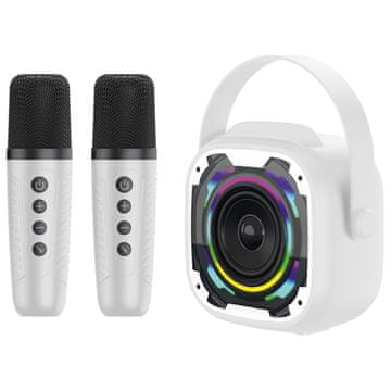 BLAVEC WS-08 Karaoke Idol 8W brezžični Bluetooth zvočnik z 2 mikrofonoma WS08-2MW bele barve