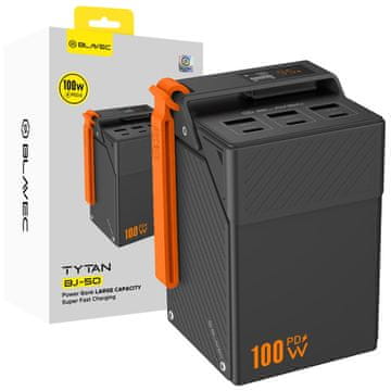 BLAVEC Prenosna baterija BJ-50 Tytan 50000 mAh 100W 3x tip C + 3x USB-A PBBJ50C črna
