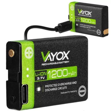 Vayox VA0255 3,7V 1200 mAh Li-ionska baterija za naglavne svetilke