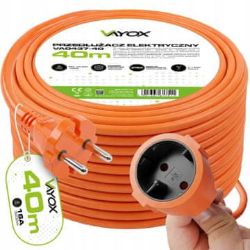 Vayox vrtni podaljšek oranžen 1 GN H05VV-F 2x1,5x40m 40 m IP20 VA0437-40