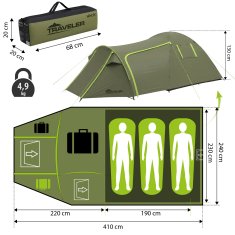 Vayox Traveler VA0429 šotor za 3 osebe
