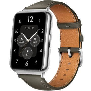 GS Usnjen pašček za Huawei Watch Fit 2, s šivi, siv