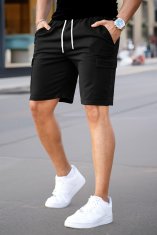 Moške cargo kratke hlače črne športne udobne prevetrljive z elastičnim pasom in vrvico, številni žepi, za fitnes, trening, golf, pohodništvo, košarko, vsakdan, pralne v stroju, velikost M (30 EU)