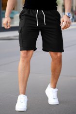 Moške cargo kratke hlače črne športne udobne prevetrljive z elastičnim pasom in vrvico, številni žepi, za fitnes, trening, golf, pohodništvo, košarko, vsakdan, pralne v stroju, velikost M (30 EU)