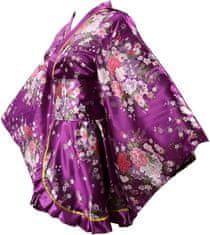 Ženski kimono halat vijolične barve Tradicionalna Yukata iz satenastega poliestra XXL japonski slog z širokim pasom za prilagajanje za domači wellness cosplay kostum fotografske seanse noč čarovnic