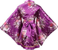 Ženski kimono halat vijolične barve Tradicionalna Yukata iz satenastega poliestra XXL japonski slog z širokim pasom za prilagajanje za domači wellness cosplay kostum fotografske seanse noč čarovnic