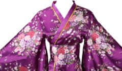 Ženski kimono halat vijolične barve Tradicionalna Yukata iz satenastega poliestra XXL japonski slog z širokim pasom za prilagajanje za domači wellness cosplay kostum fotografske seanse noč čarovnic