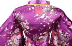 Ženski kimono halat vijolične barve Tradicionalna Yukata iz satenastega poliestra XXL japonski slog z širokim pasom za prilagajanje za domači wellness cosplay kostum fotografske seanse noč čarovnic