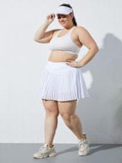 Športna teniška krilce Plus Size z vgrajenimi kratkimi hlačkami in žepi za trening tenis joga tek visok pas v obliki črke V 92% poliester 8% elastan 4-way stretch bela 4XL