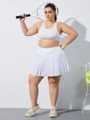 Športna teniška krilce Plus Size z vgrajenimi kratkimi hlačkami in žepi za trening tenis joga tek visok pas v obliki črke V 92% poliester 8% elastan 4-way stretch bela 4XL