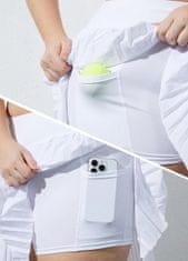 Športna teniška krilce Plus Size z vgrajenimi kratkimi hlačkami in žepi za trening tenis joga tek visok pas v obliki črke V 92% poliester 8% elastan 4-way stretch bela 4XL