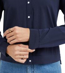 Ženski odprt kardigan za dojenje z dolgimi rokavi, elastična bluza za nosečnice in dojenje, diskretno dojenje z gumbi, dihajoč hitro sušeč material odporen na vlago, temno modra, velikost XL