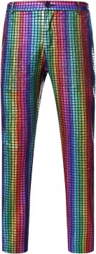 Moške elegantne hlače s kovinskim metalik sijajem za oder in party slim fit ravne hlačnice rahlo elastične lahke vetrootporne 4 žepi zadrga disko nastopi noč čarovnic 28 EU