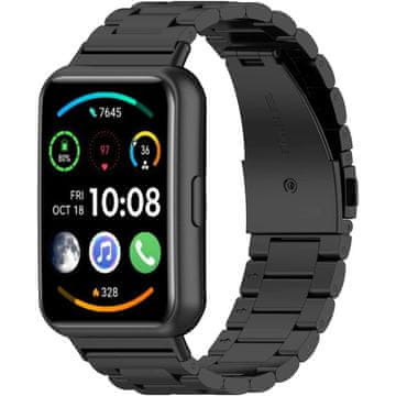 GS Pašček iz nerjavečega jekla za Huawei Watch Fit 2, črne barve