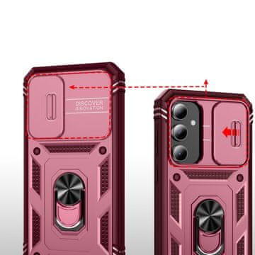 GS Oklepni ovitek za Samsung Galaxy S23 FE, CamShield Slide, roza/rdeč