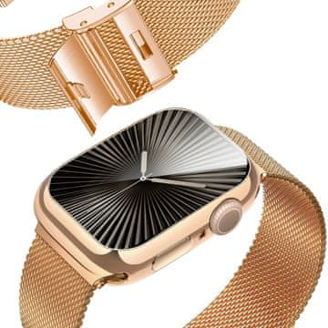 GS Zapestnica + ovitek z zaščitnim ovitko za Apple Watch 10/11 42 mm, roza zlata