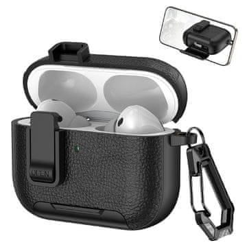GS Ovitek za AirPods Pro 3 s stojalom, zaponko in karabinom, črn