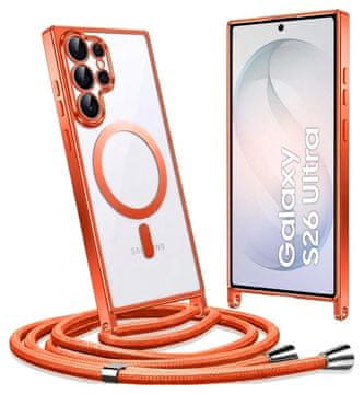 Overboard Ovitek za Samsung Galaxy S26 Ultra, Electro MagSafe, oranžen + vrvica za vtičnico