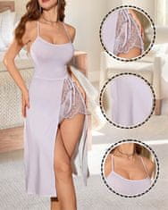 Ženska večerna maxi obleka iz čipke seksi elegantna halter kroj z odprtim hrbtom in vezalkami na vratu iz poliestra z dihalnimi lastnostmi bela velikost M za zabavo ali nočni izhod