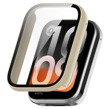 GS Ovitek 2 v 1 + kaljeno steklo za Xiaomi Smart Band 10 Pro, bež