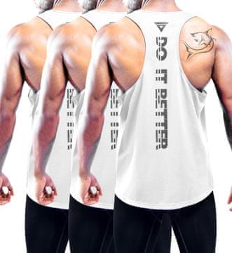 Moška majica brez rokavov Tank Top Muscle Fit Y-Back za fitnes trening tek in outdoor šport dihajoča tech-mesh tkanina hitro odvajanje vlage ultralahka komplet 3 kosov bela velikost S