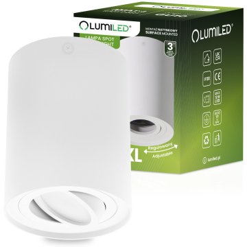 LUMILED Nadometna halogenska žarnica, premična, okrogla, GU10, bela, 125 mm, AMAT-XL