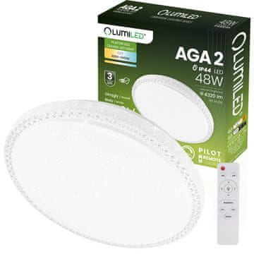 LUMILED LED stropna svetilka za nadogradno montažo AGA2 48W IP44 CCT bela okrogla 40cm + daljinski upravljalnik