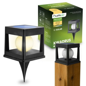 LUMILED Sončna vrtna LED svetilka, zunanja, za ograjne stebričke, ograje, balustrade, terase, 3000K KWADRUS