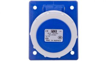 PCE Kotna vtičnica 16A 3P 230V /80x97/ modra IP67 4132-6F8