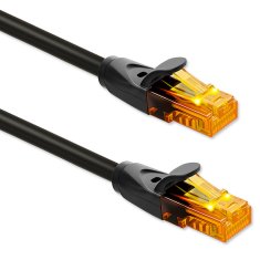 Qoltec UTP patchcord kabel | CAT6 | 2 x RJ-45 | Visoka hitrost 1 Gb/s | Pozlačeni kontakti | 10 m | črne barve