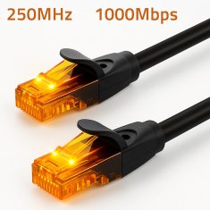 Qoltec UTP patchcord kabel | CAT6 | 2 x RJ-45 | Visoka hitrost 1 Gb/s | Pozlačeni kontakti | 10 m | črne barve