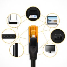 Qoltec UTP patchcord kabel | CAT6 | 2 x RJ-45 | Visoka hitrost 1 Gb/s | Pozlačeni kontakti | 10 m | črne barve