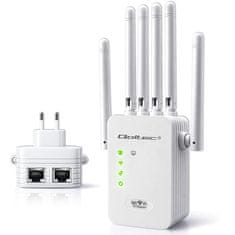 Qoltec WiFi ojačevalnik signala | repetitor | dostopna točka | N300 | 6 anten | 2x RJ45