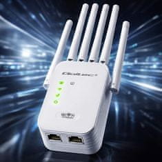 Qoltec WiFi ojačevalnik signala | repetitor | dostopna točka | N300 | 6 anten | 2x RJ45