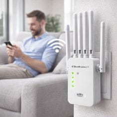 Qoltec WiFi 5 ojačevalnik signala | repetitor | dostopna točka | AC1200 | 6 anten | 2x RJ45 | 128 MB
